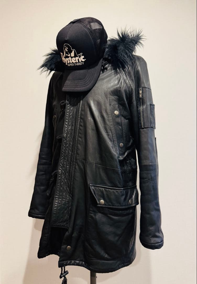 Luisルイスのレザー ファー付き レザーモッズコートbacklash愛好家に