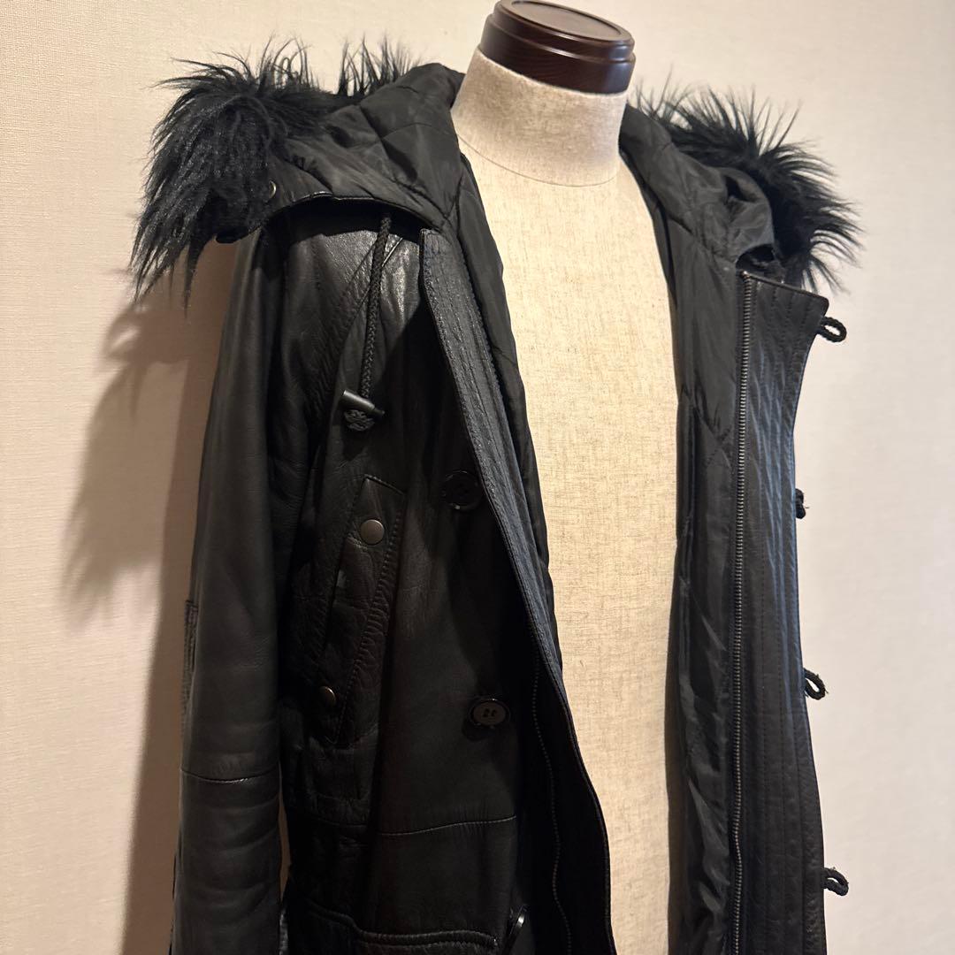 Luisルイスのレザー ファー付き レザーモッズコートbacklash愛好家に