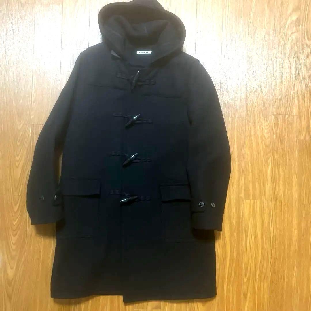 【最終価格】美品　AURATE 黒 ダッフルコート フード付き