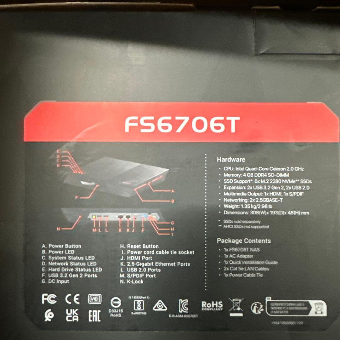 ASUSTOR ASUS子会社 SSD NAS 6ベイ FS6706T 新品