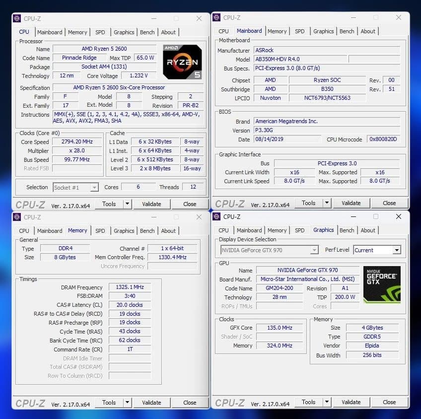 ゲーミングPC GALLERIA Ryzen5-2600 8Gb GTX-970