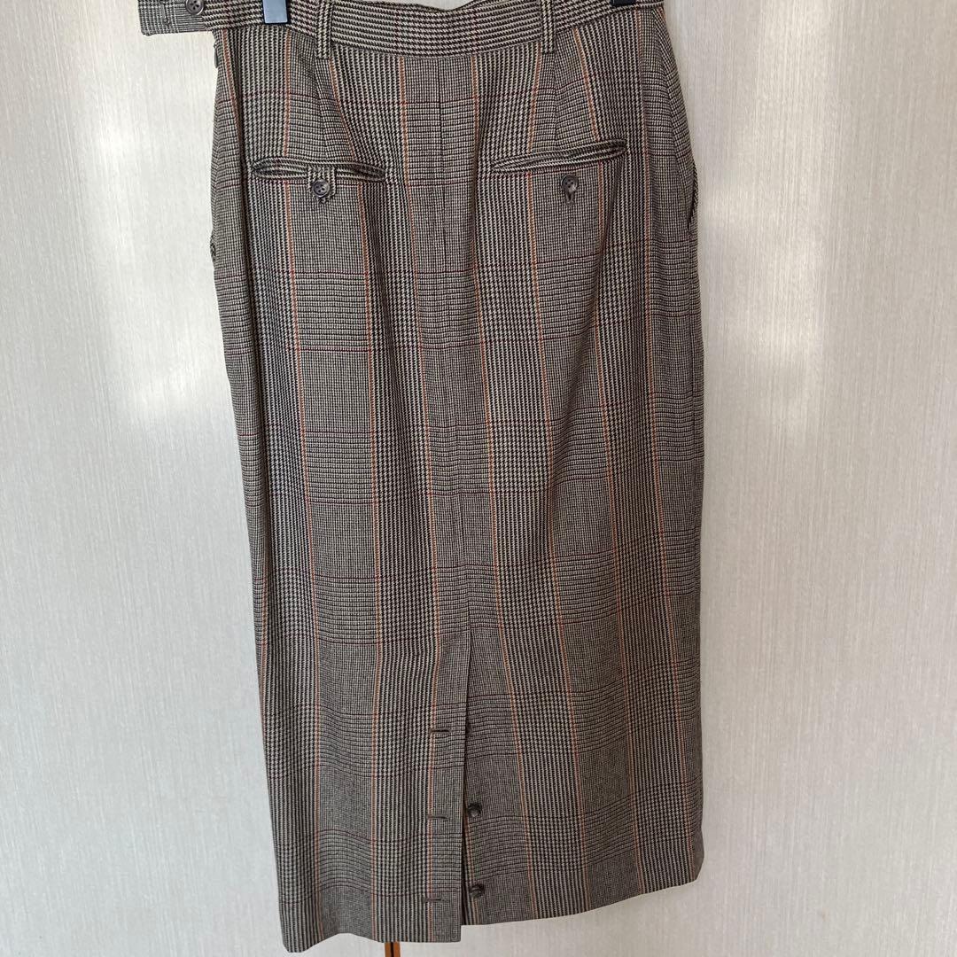 ブラウン チェック柄 テーラードジャケット スカートセット11号サイズ