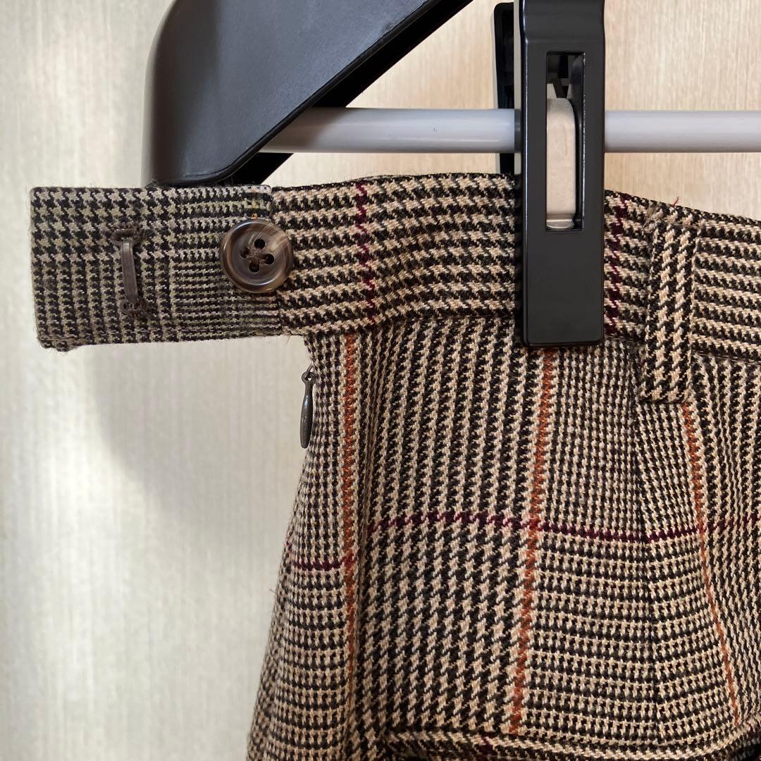 ブラウン チェック柄 テーラードジャケット スカートセット11号サイズ