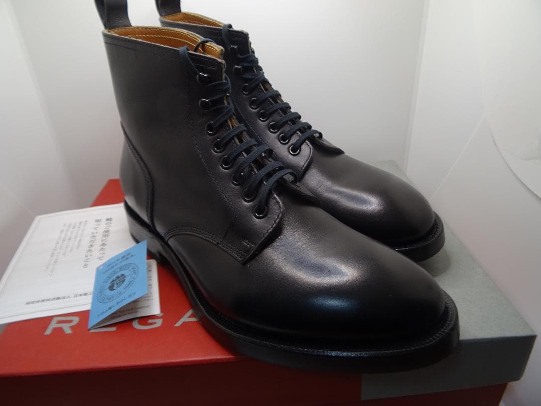 m*a様 リーガルレースアップブーツ黒24.5cmクロム鞣し栃木レザーグッドイヤ