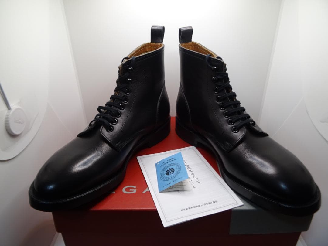 m*a様 リーガルレースアップブーツ黒24.5cmクロム鞣し栃木レザーグッドイヤ