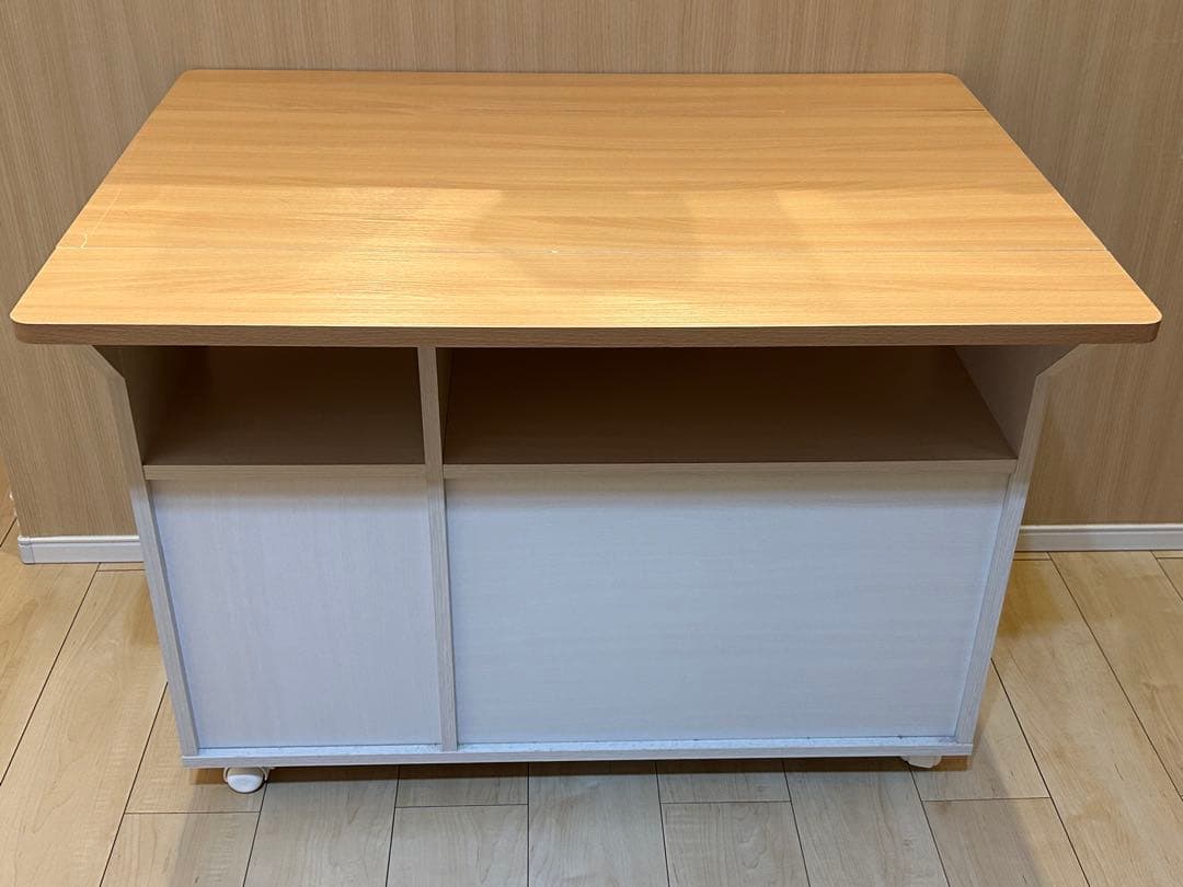 木製キッチンカウンター　テーブル　キャスター付き