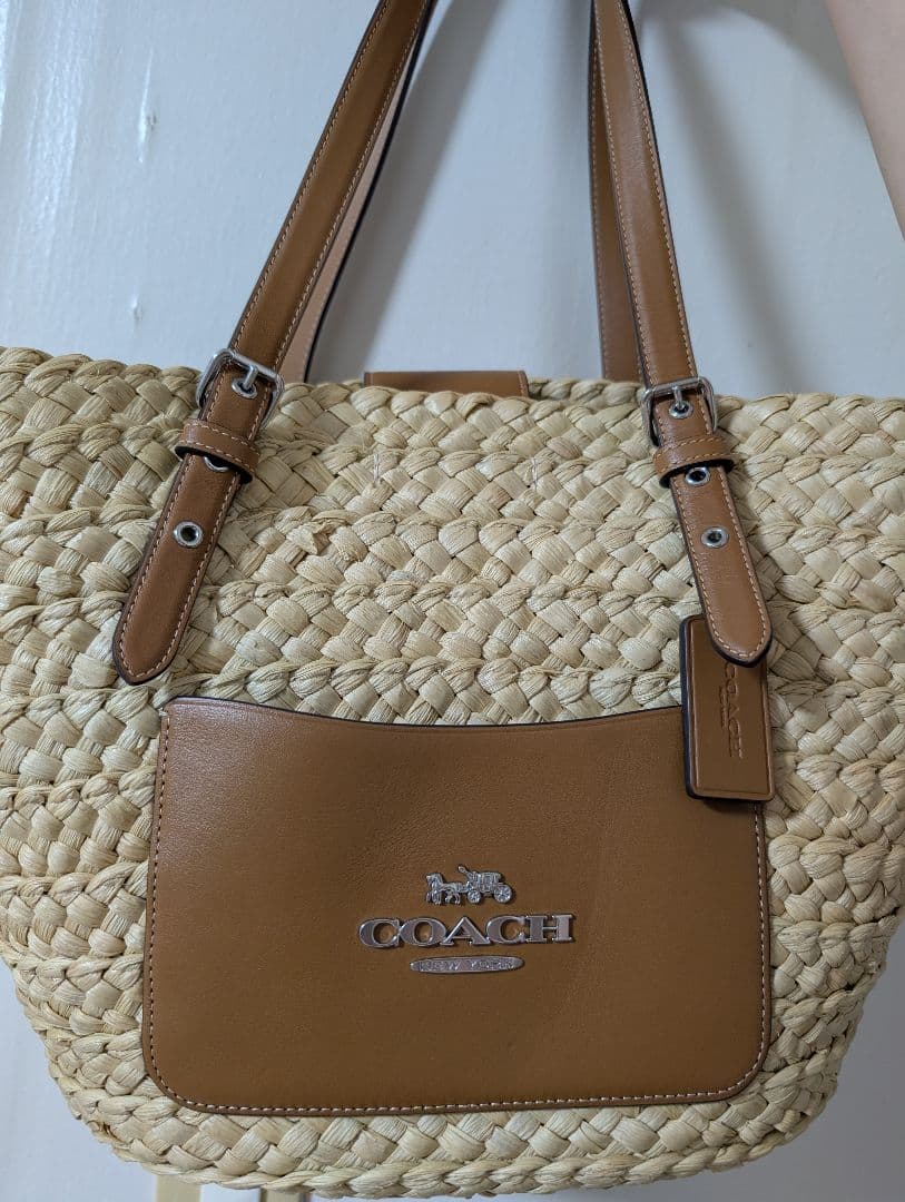 COACH　 トートバッグ かご　バッグ 　ベージュ