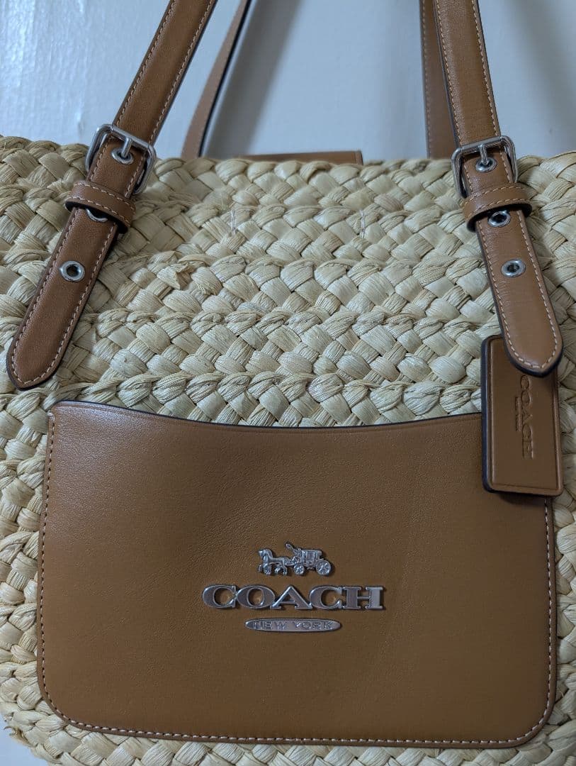 COACH　 トートバッグ かご　バッグ 　ベージュ