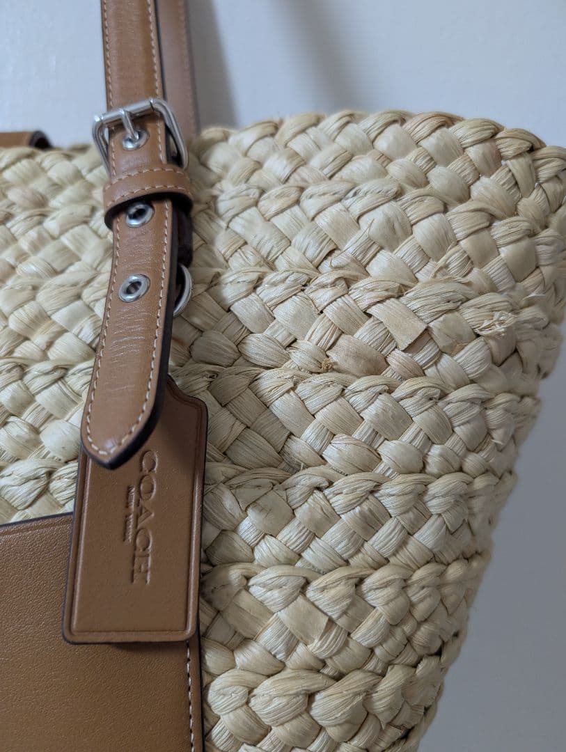 COACH　 トートバッグ かご　バッグ 　ベージュ