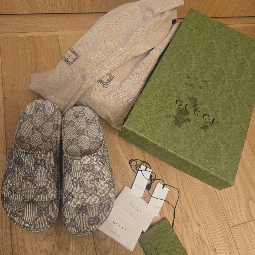【GUCCI】 GGパターン インターロッキング サンダル 39