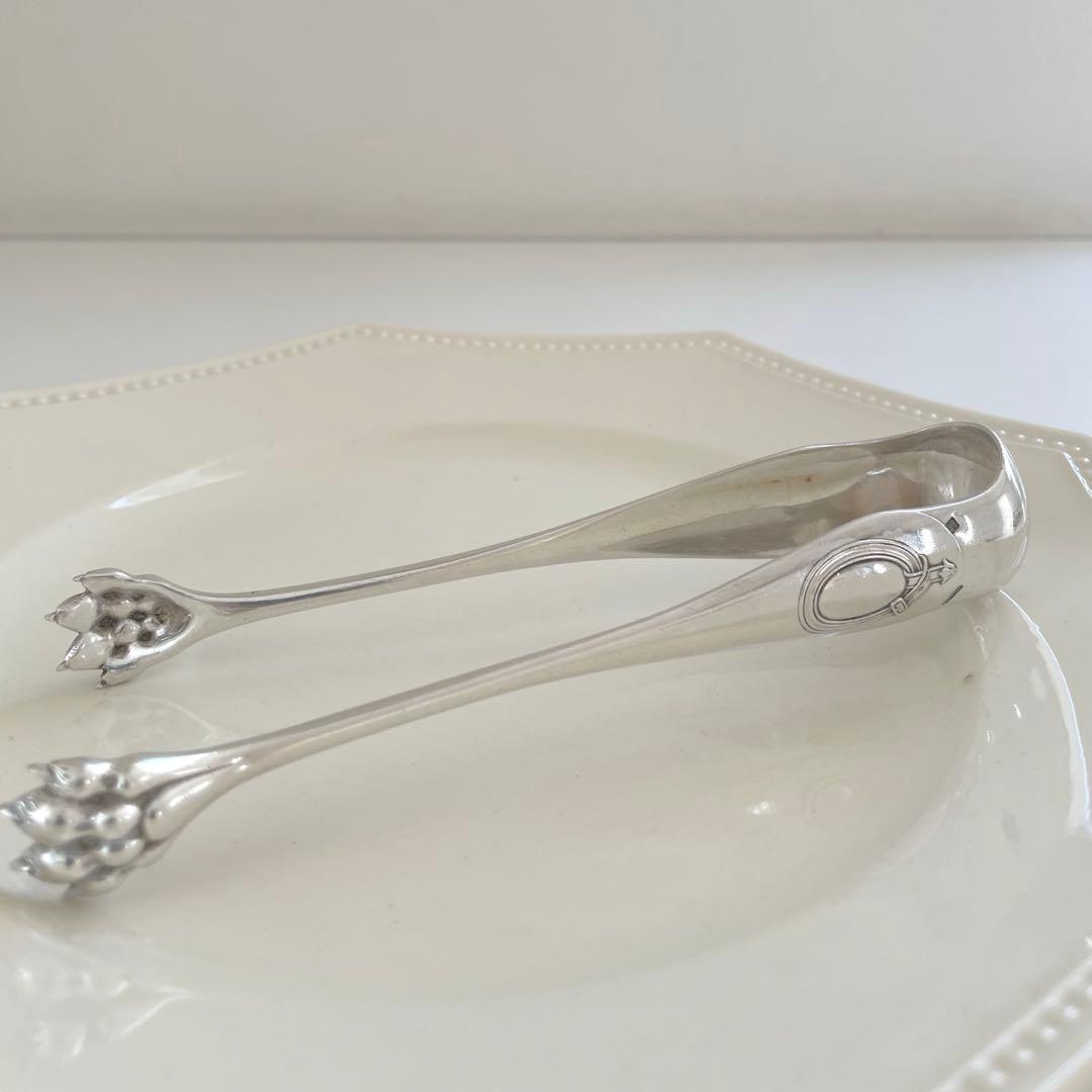 [フランス アンティーク]クリストフル獣手シルバーシュガートング(刻印あり)a