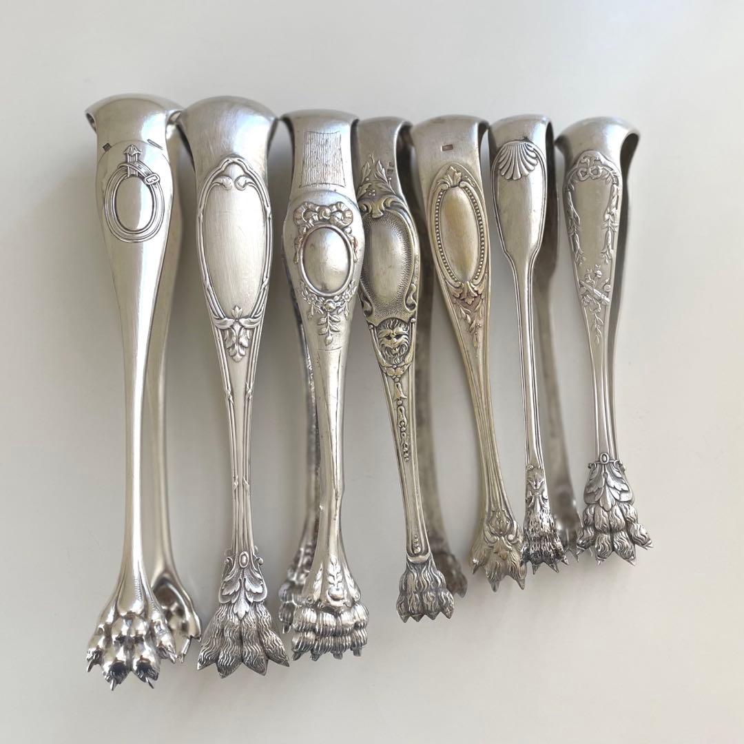 [フランス アンティーク]クリストフル獣手シルバーシュガートング(刻印あり)a