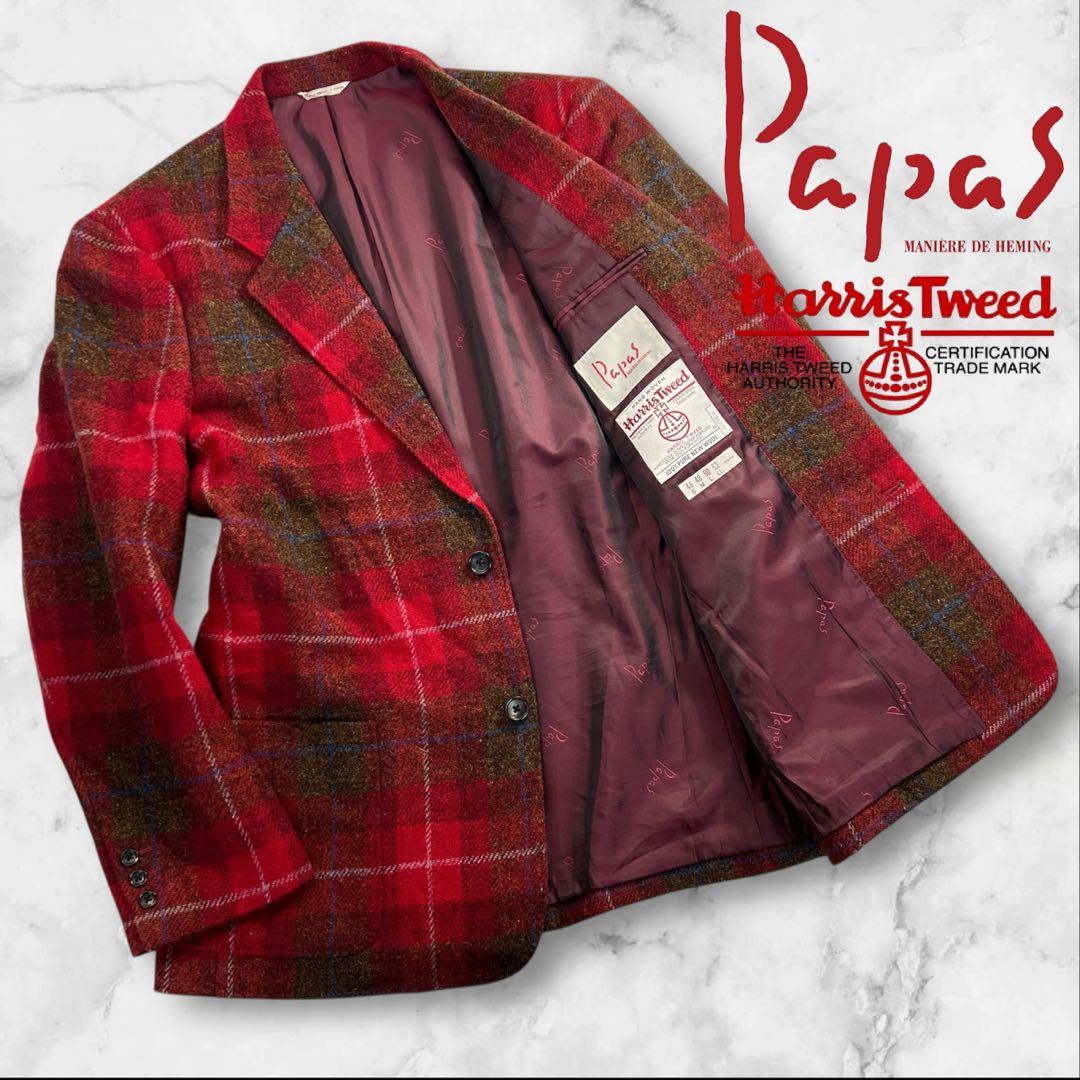 定価10万超 極美品 Papas×Harris Tweed ツイードジャケットL