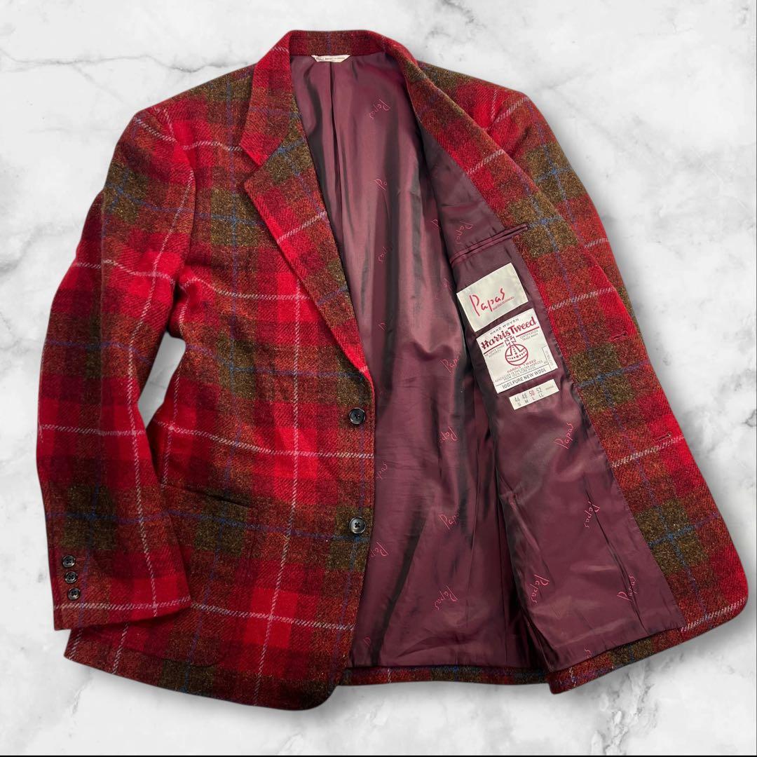 定価10万超 極美品 Papas×Harris Tweed ツイードジャケットL