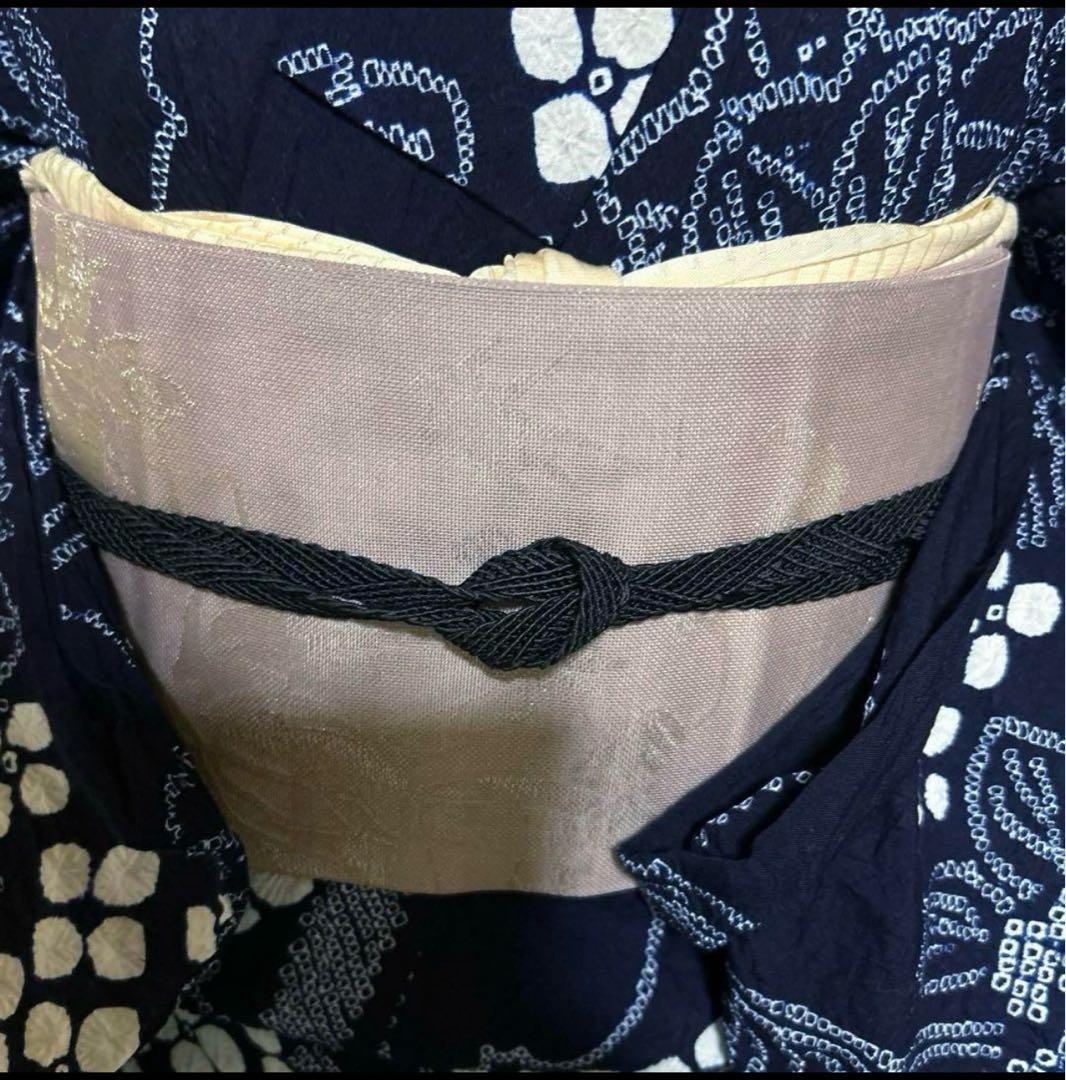 有松鳴海絞りフルセット4点　美品最高級浴衣+夏帯+夏帯締め+夏帯揚げ　ゆったり