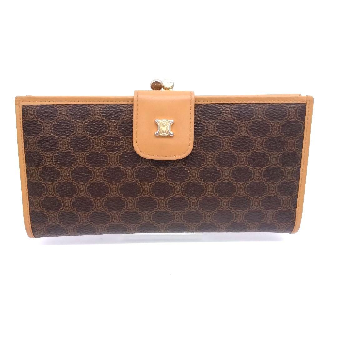 CELINE M12 長財布 がま口 マカダム柄 ヴィンテージ ブラウン