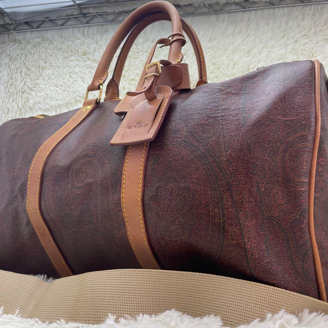 【大容量】エトロ ボストンバッグ 2way ペイズリー柄 ブラウン