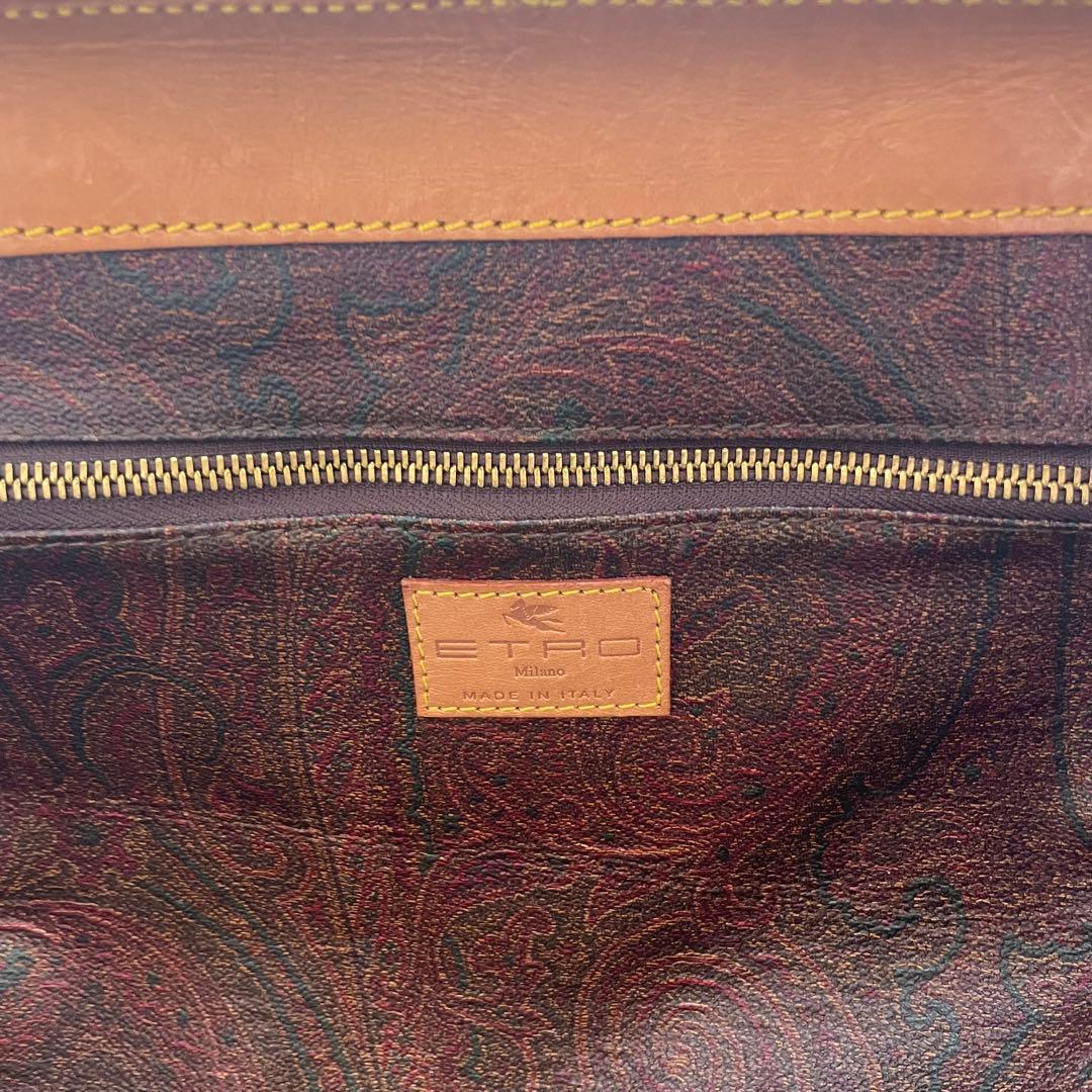 【大容量】エトロ ボストンバッグ 2way ペイズリー柄 ブラウン