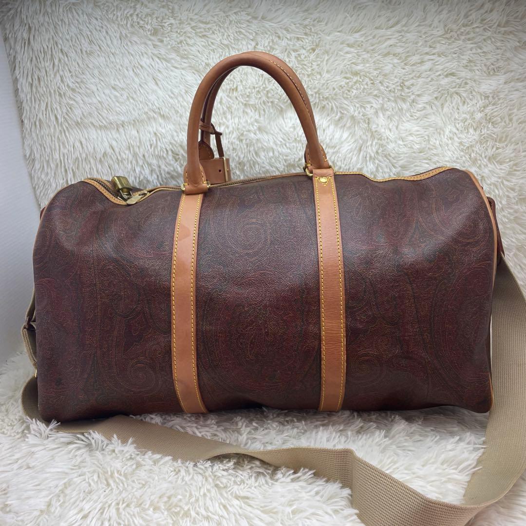 【大容量】エトロ ボストンバッグ 2way ペイズリー柄 ブラウン