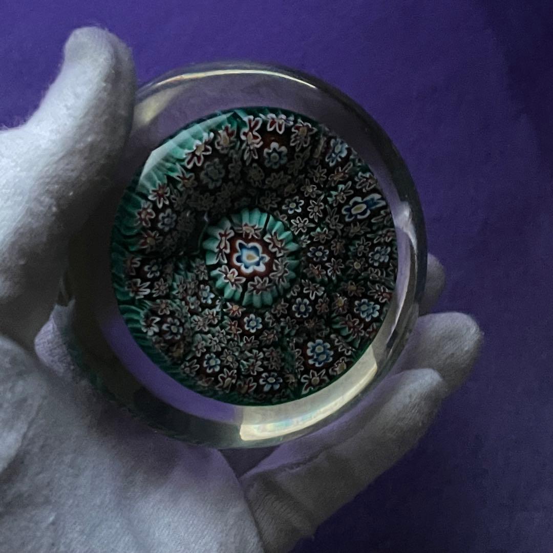 高級ミルフィオリ ペーパーウエイト 綺麗な花模様 オールドバカラ サンルイ