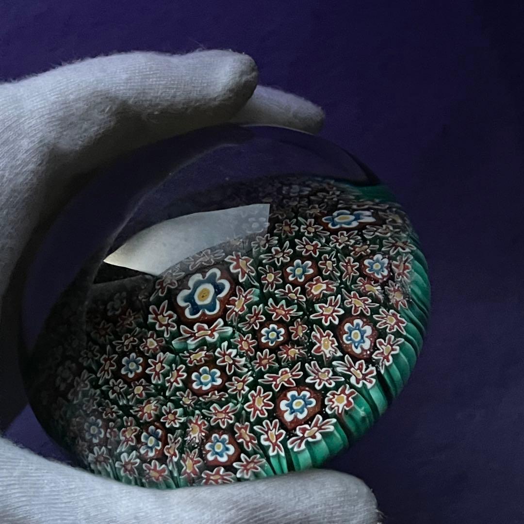 高級ミルフィオリ ペーパーウエイト 綺麗な花模様 オールドバカラ サンルイ