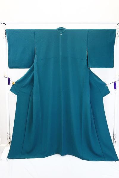 ★専用★未使用品 色無地 納戸色 縮緬地 縫い一つ紋 163cm 裄丈68cm