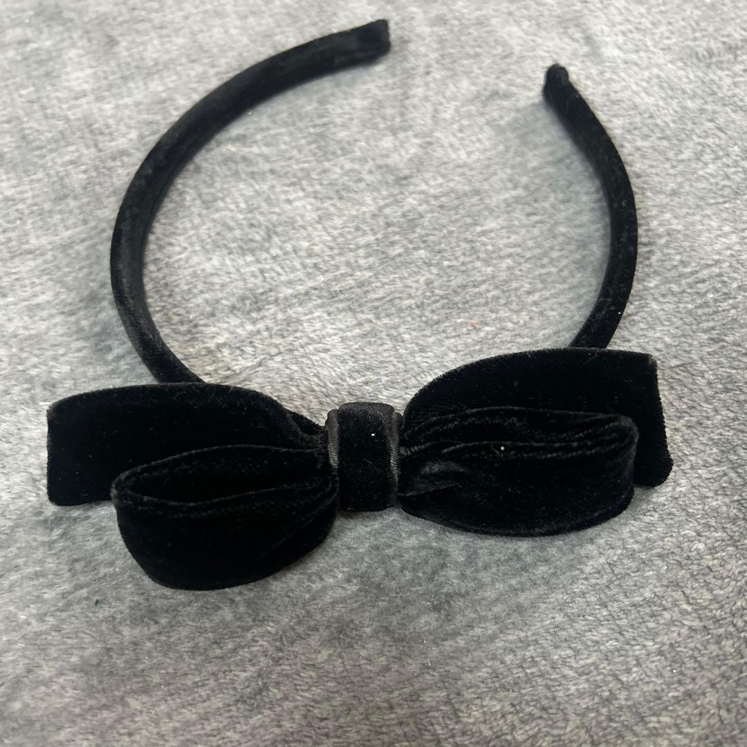 ALEXANDRE 黒 ベルベット リボン ヘアバンド