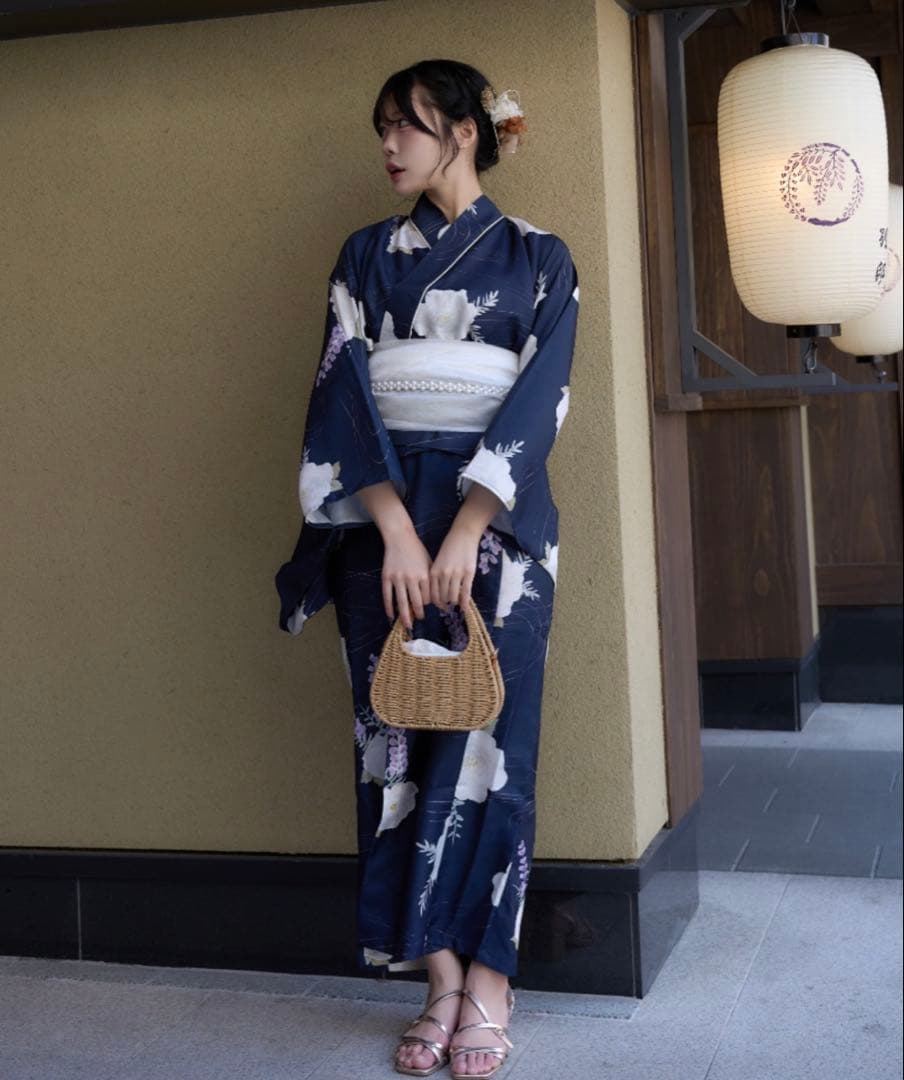 【Ambre Neige】2way浴衣セット/ネイビー