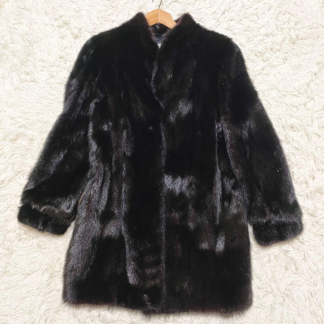 SAGA MINK サガミンク　毛皮コート　ファーコート　本毛皮　黒　ブラック