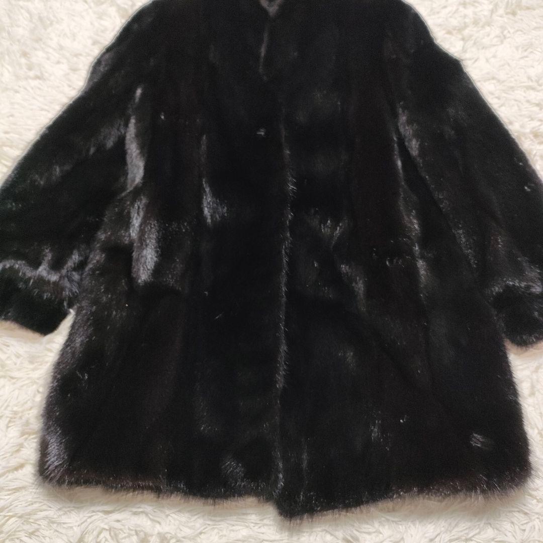 SAGA MINK サガミンク　毛皮コート　ファーコート　本毛皮　黒　ブラック