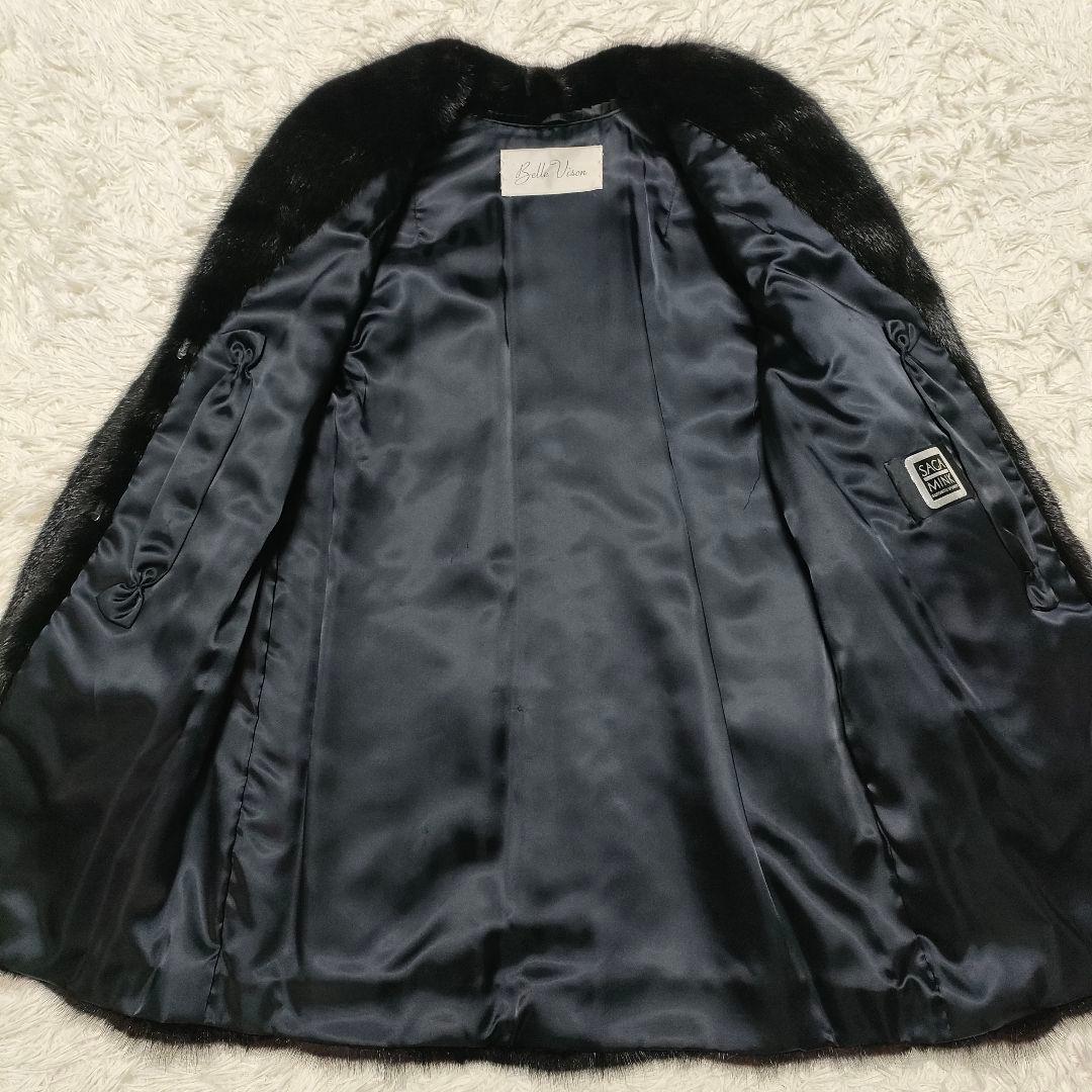 SAGA MINK サガミンク　毛皮コート　ファーコート　本毛皮　黒　ブラック