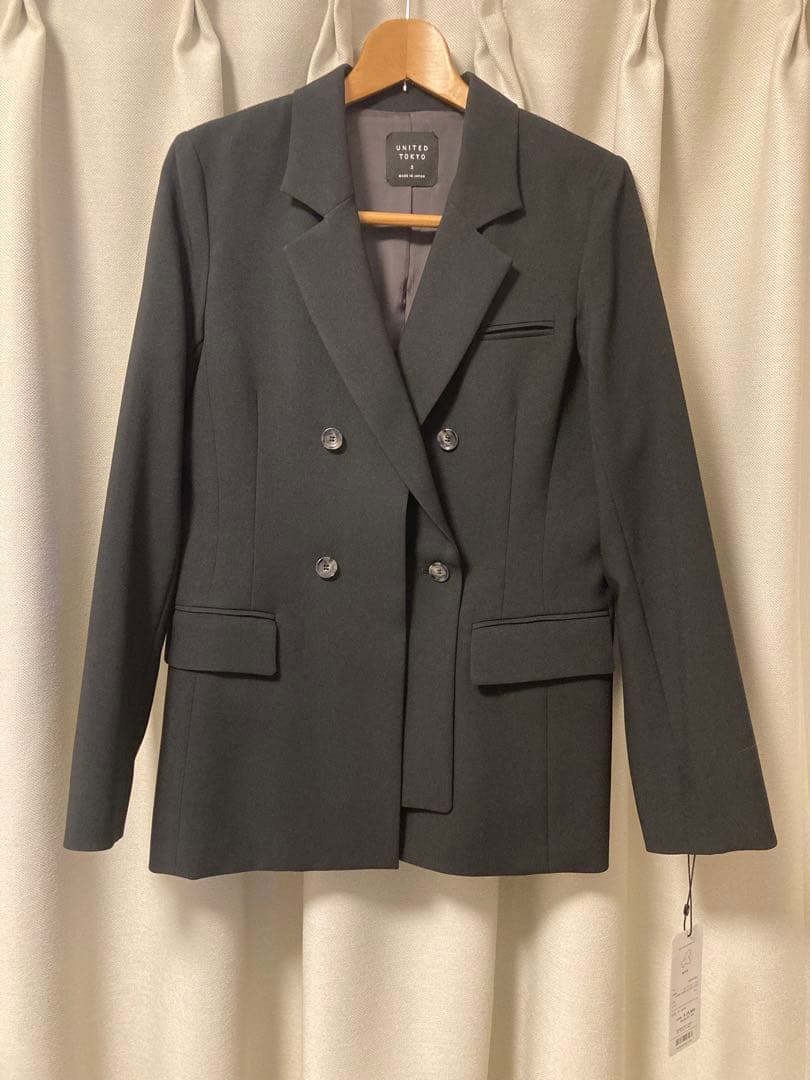 新品タグ付 UNITED TOKYO レイヤードカラーテーラードジャケット 黒