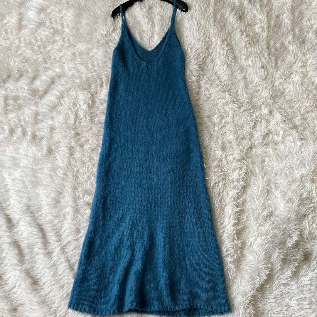 AURALEE ウールベイビーキャメルブラッシュドヤーンニットドレス 0サイズ