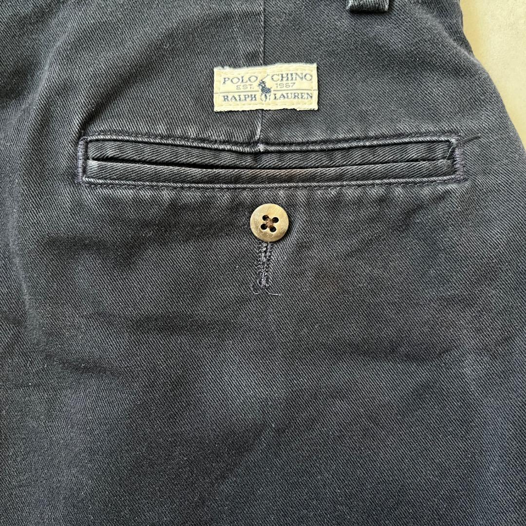ラルフローレン W33 ポロチノ チノパン 90s USA 古着 紺 19017