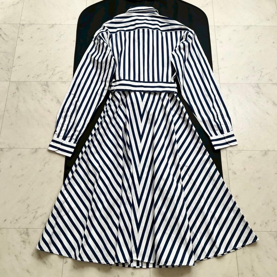 タグ付 POLO RALPH LAUREN ベルト付 ストライプシャツワンピース