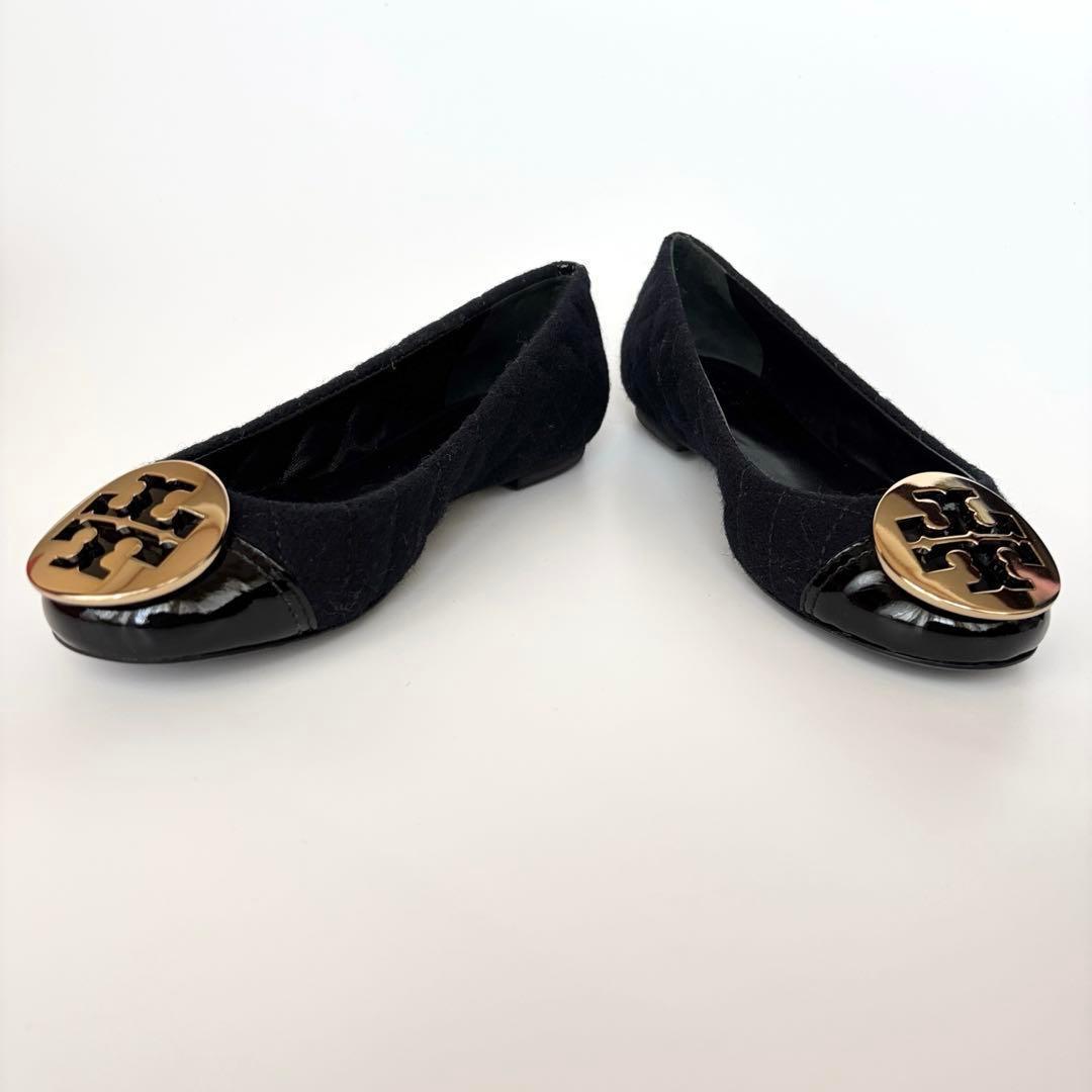 希少未使用⭐️トリーバーチ キルティング フラットシューズ エナメルトゥ 黒