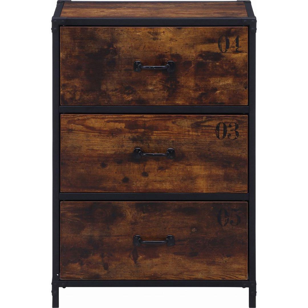 【2個おまとめ】アウトレット品 クルト 3段 チェスト 幅60cm ヴィンテージ