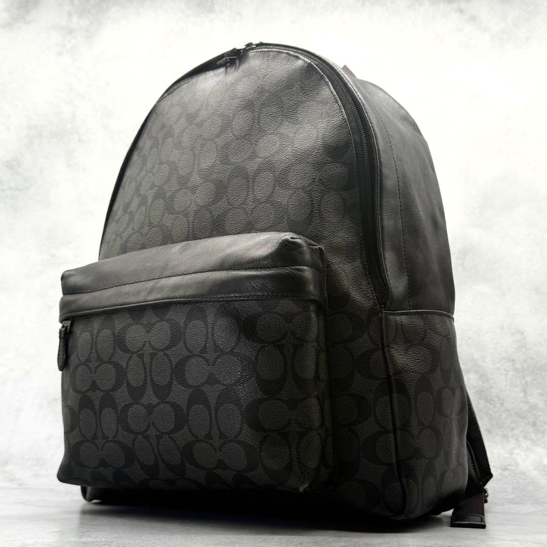 COACH コーチ リュック PVC ブラック シグネチャー チャールズ 大容量