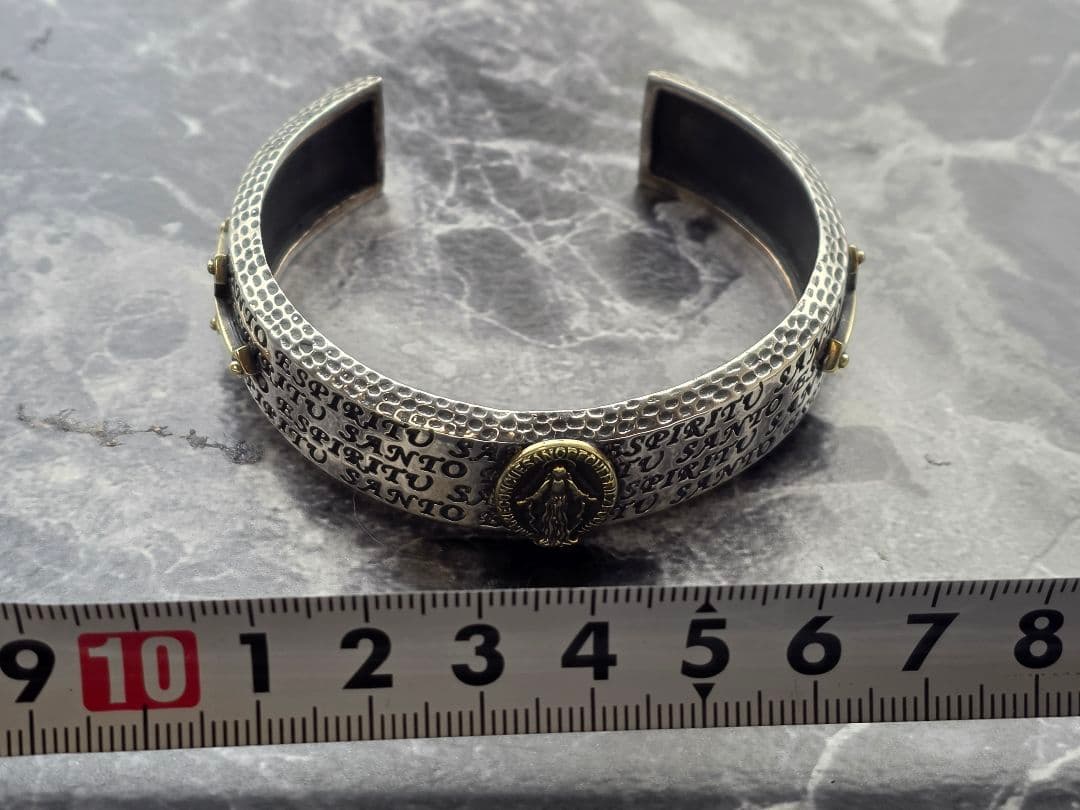 シルバー925 不思議のメダイ 聖母マリア クロス アンティーク バングル