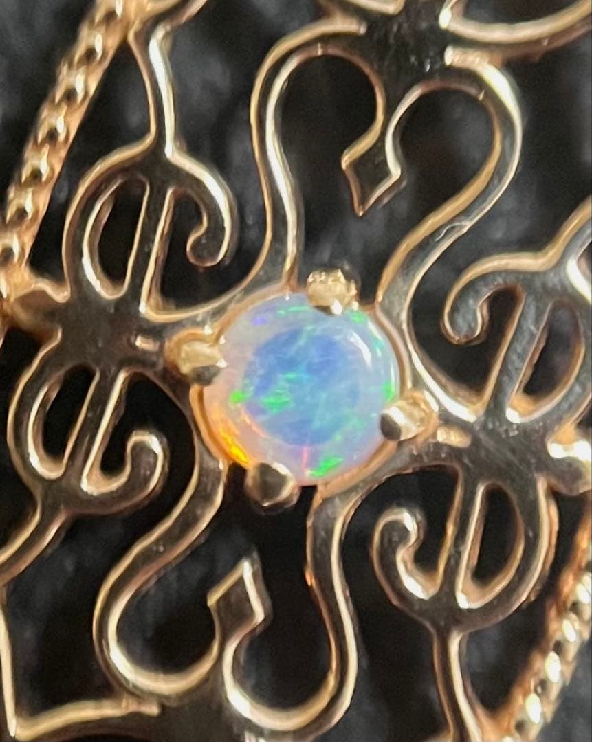 アガット k10 オパール 透かし ペンダント トップ チャーム