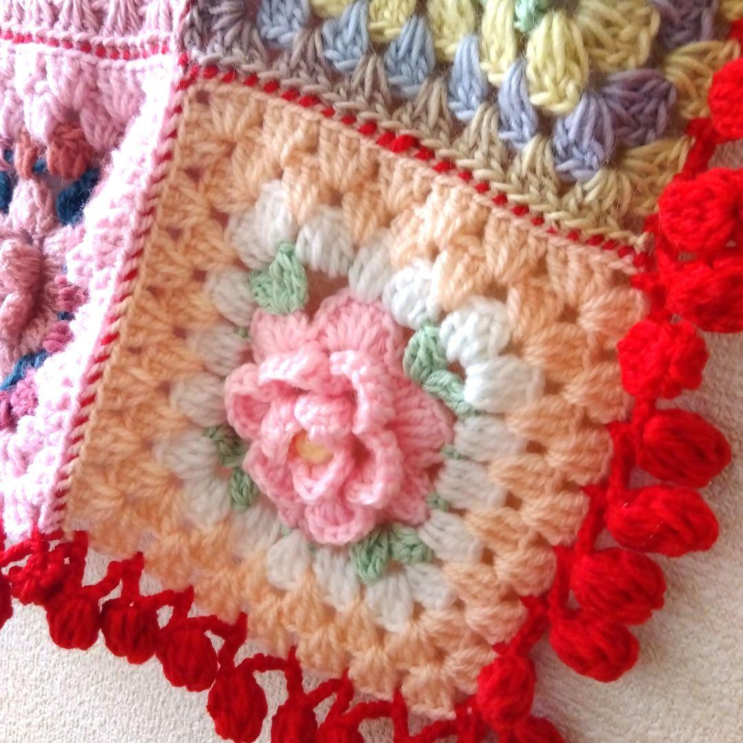 ブランケット ベットカバーカラフルなお花のグラニースクエア