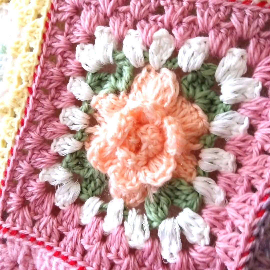 ブランケット ベットカバーカラフルなお花のグラニースクエア