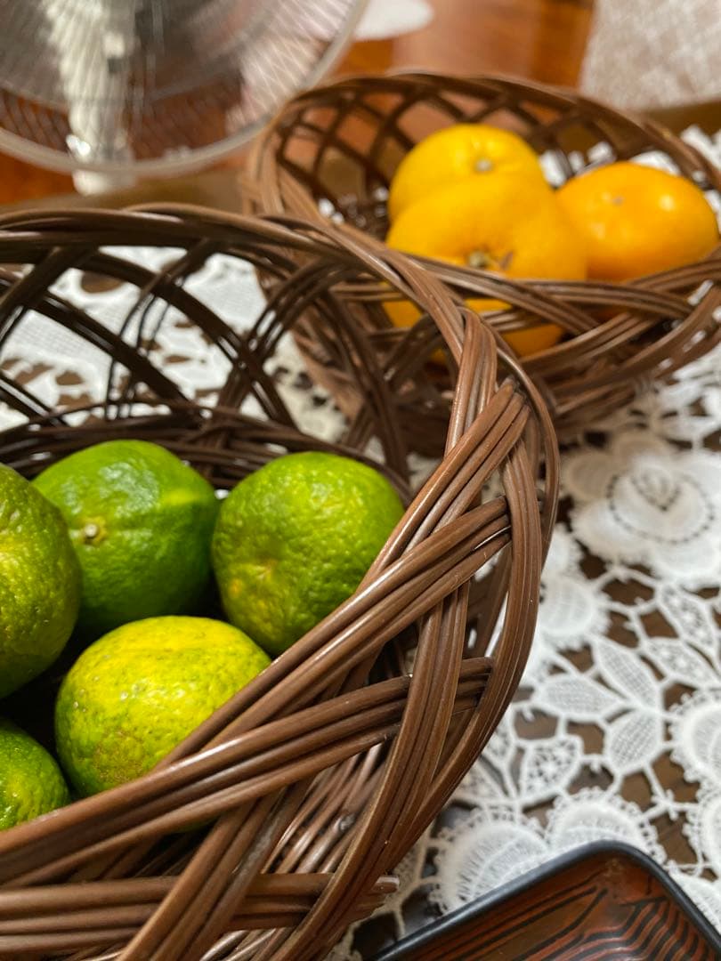 籐製ブラウンかごバッグ