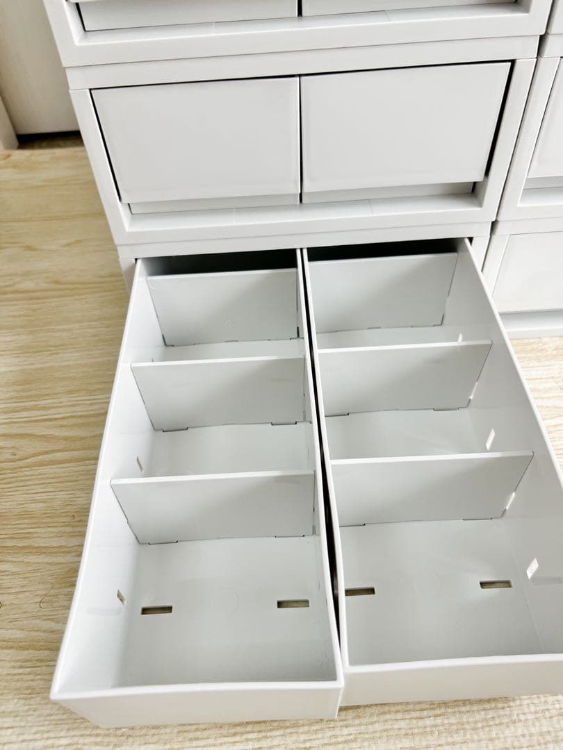 無印良品　ポリプロピレンケース・引出式・浅型・ホワイトグレー