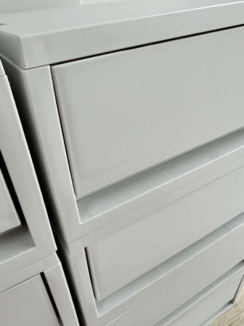 無印良品　ポリプロピレンケース・引出式・浅型・ホワイトグレー