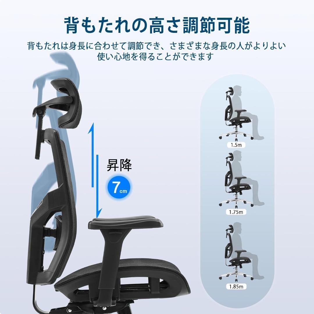 人間工学 オフィスチェア 高い通気性の全面メッシュクッション テレワーク 疲れな