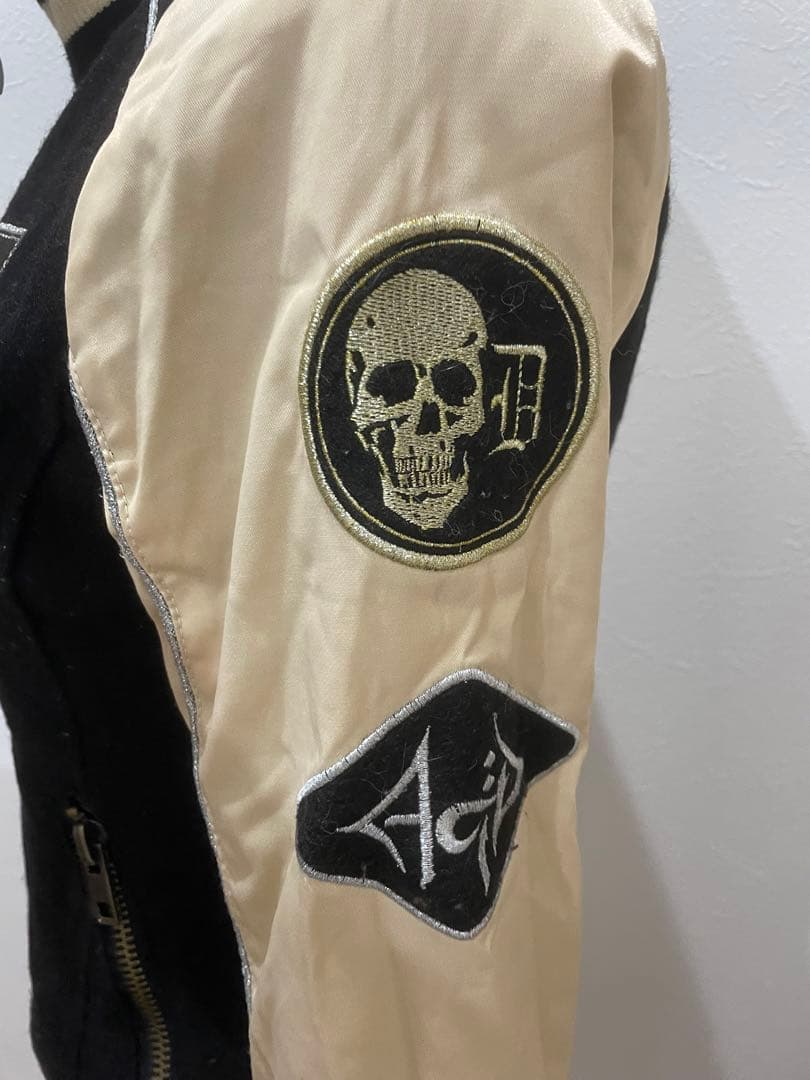 y2k.d.i.a.ダイヤ♡ハートフェザーローズ柄刺繍☆スカジャン☆ジャケット☆