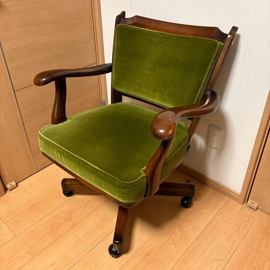 Karimoku カリモク コロニアル デスクチェア グリーン 回転椅子
