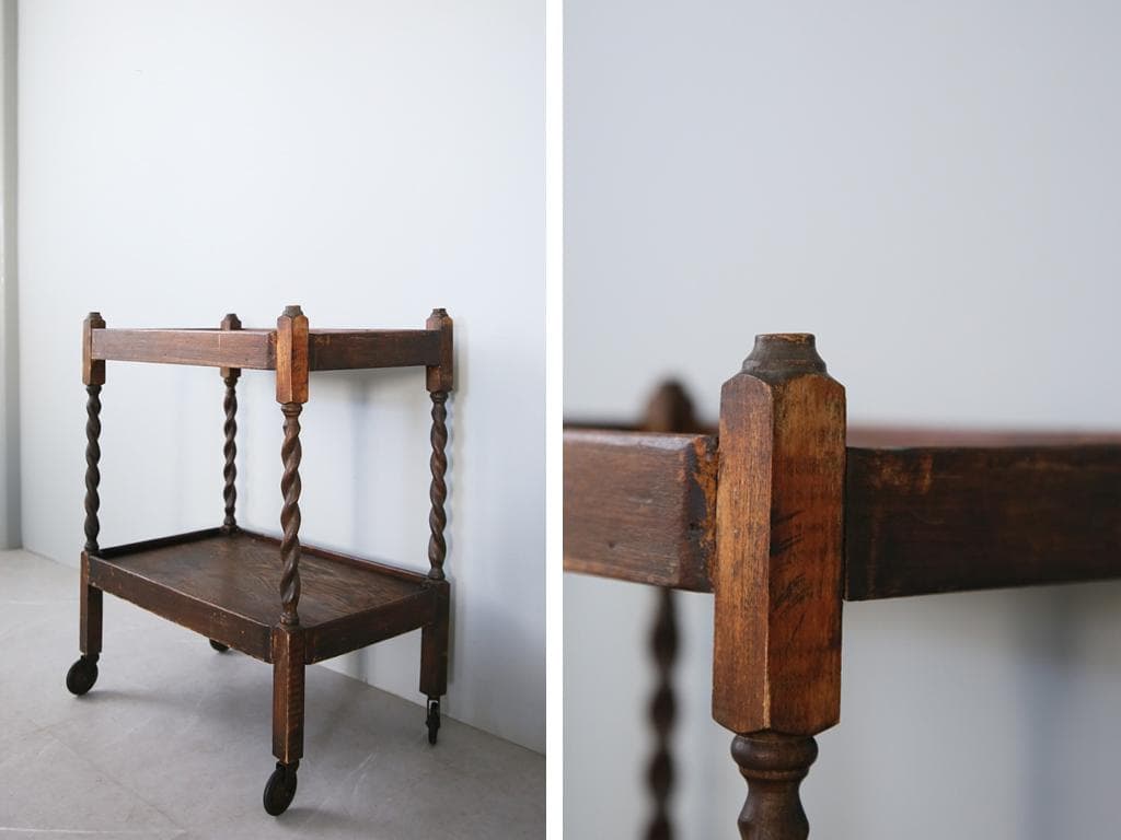 英国アンティーク木製キッチンワゴン/トロリー/サイドテーブル机(89-230)