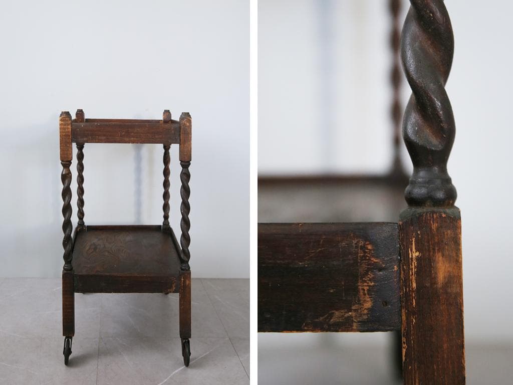 英国アンティーク木製キッチンワゴン/トロリー/サイドテーブル机(89-230)